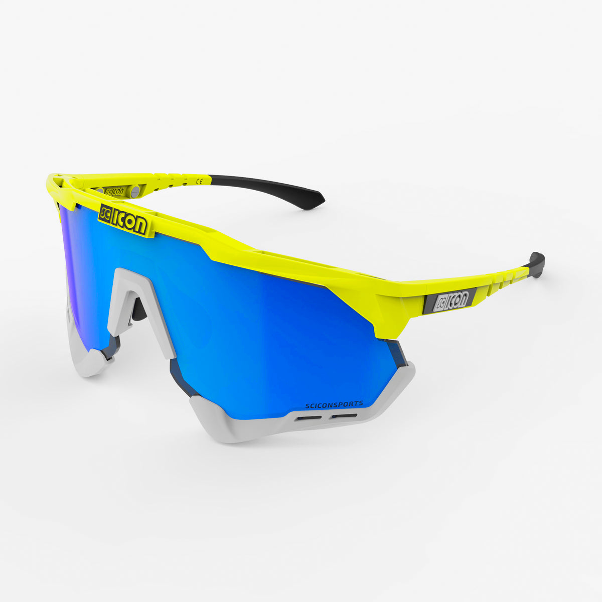 Yellow Fluo/Blue Aeroshade Sport Sunglasses | Scicon Sports