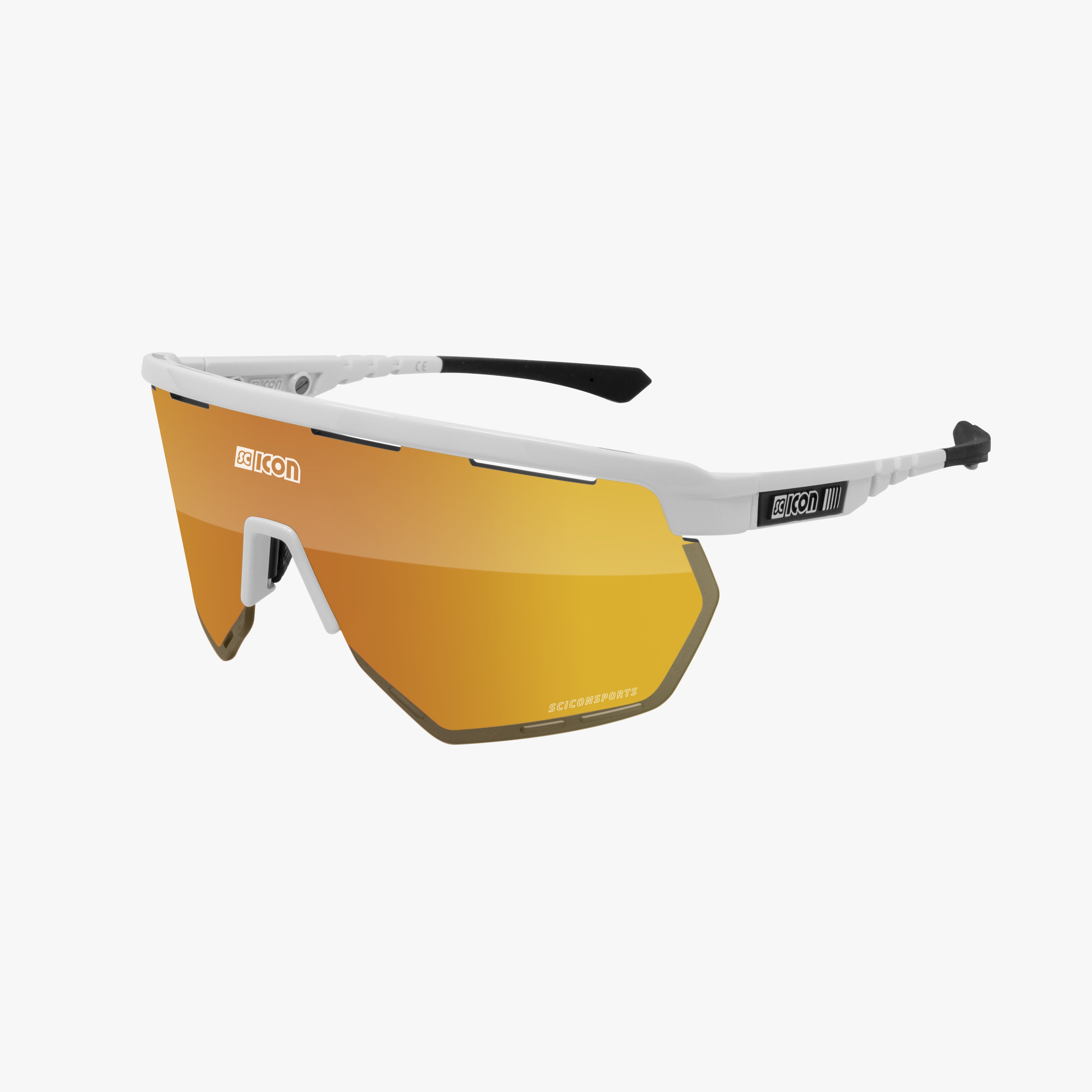 White Gloss/Green Aerowing Sport Sunglasses | Scicon Sports