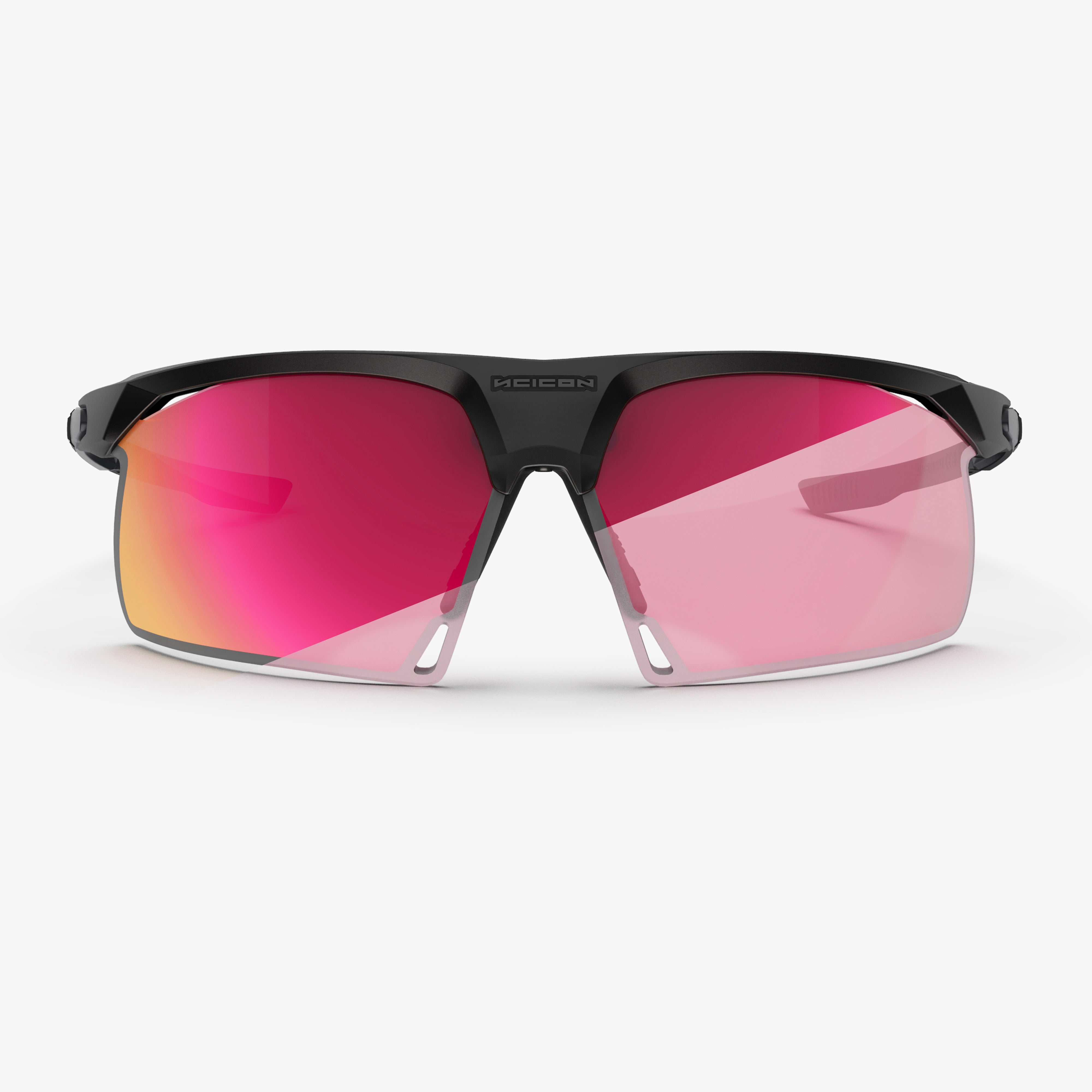 Aerobeam Matte Black + Photochromic Low Light Pink to Multimirror Sunburst front