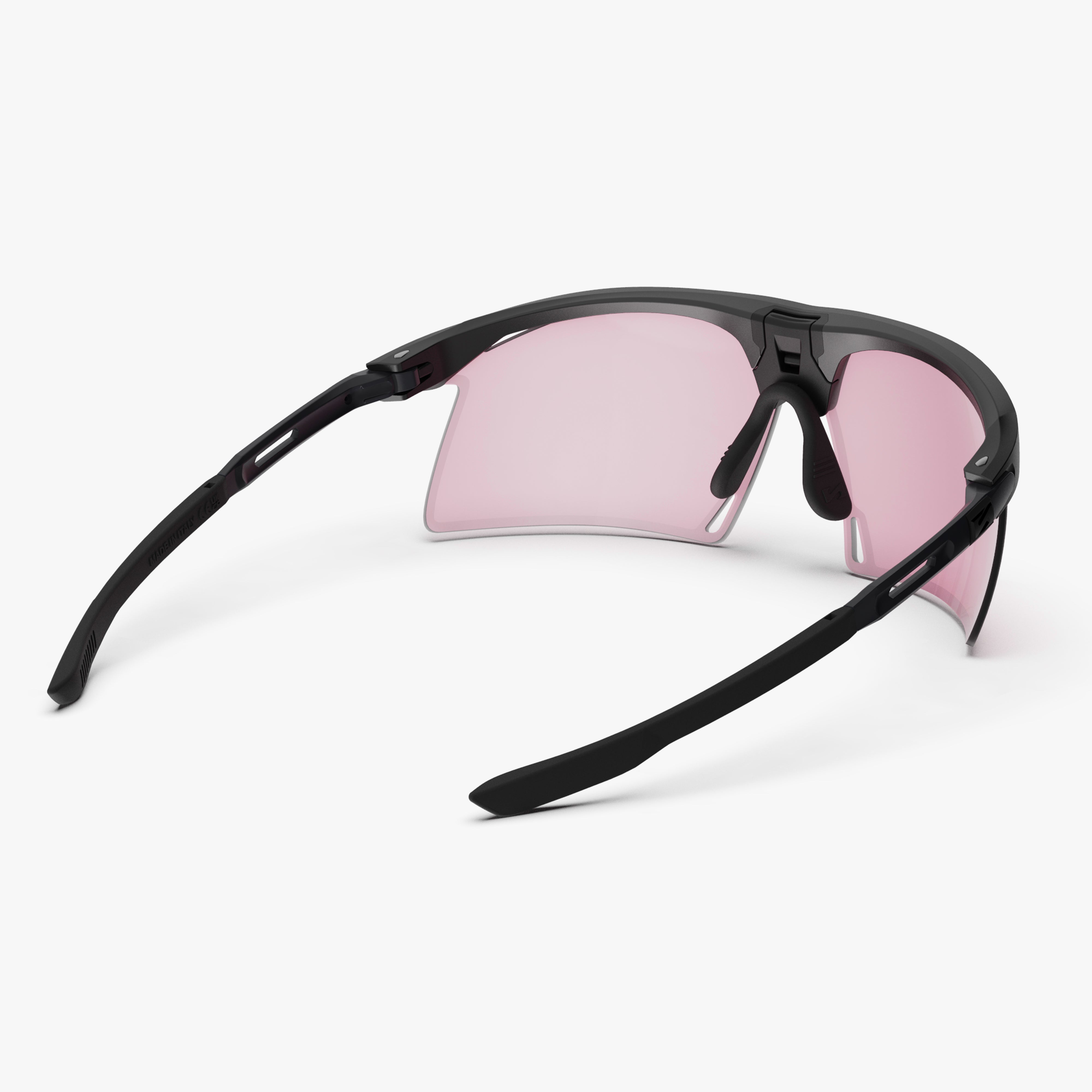 Aerobeam Matte Black + Photochromic Low Light Pink to Multimirror Sunburst back