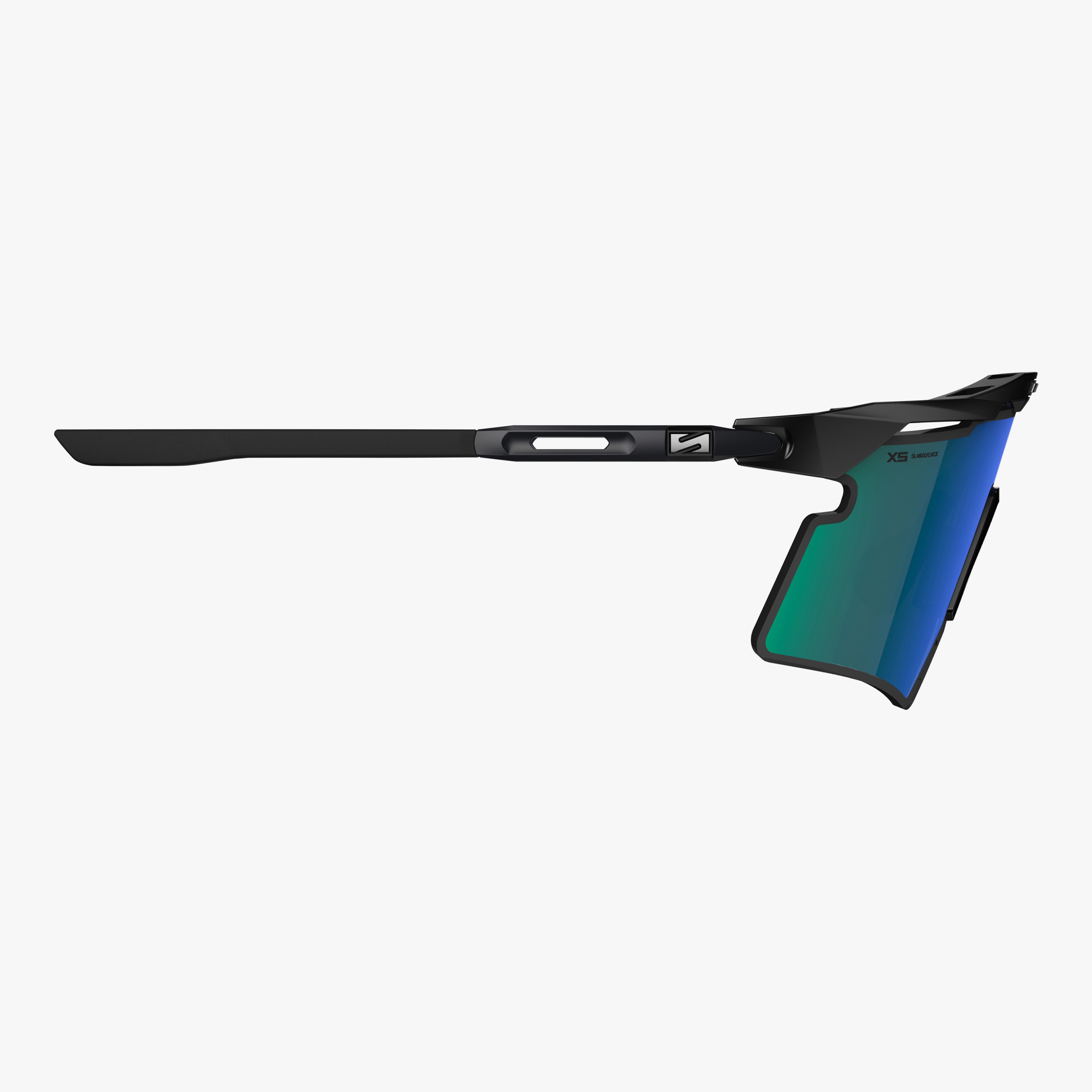 Aeroshade 2.0 Titanium XS Matte Black Multimirror Blue Green side