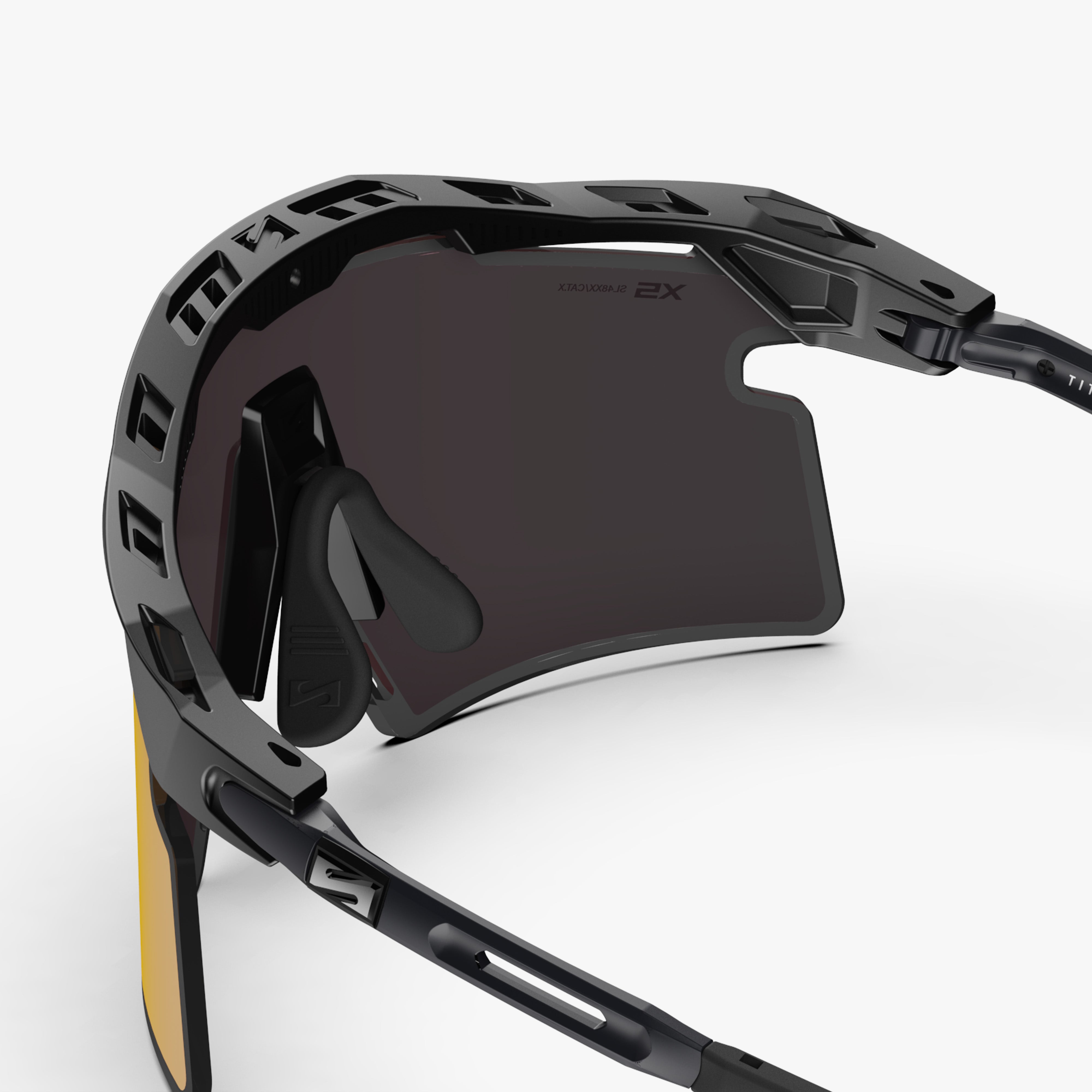 Aeroshade 2.0 Titanium XS Matte Black Multimirror Sunburst detail