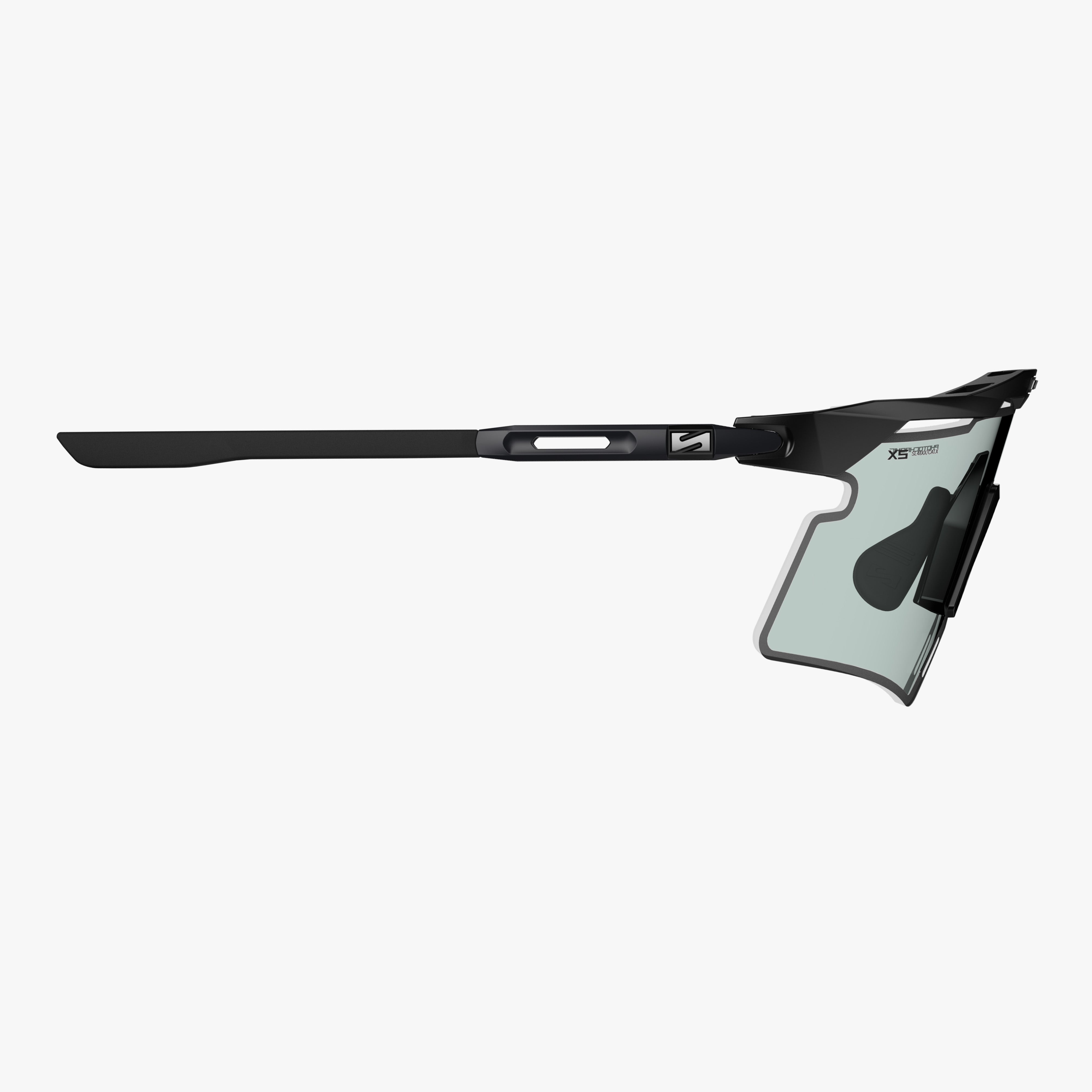 Aeroshade 2.0 Titanium XS Matte Black Photochromic Blue Green side