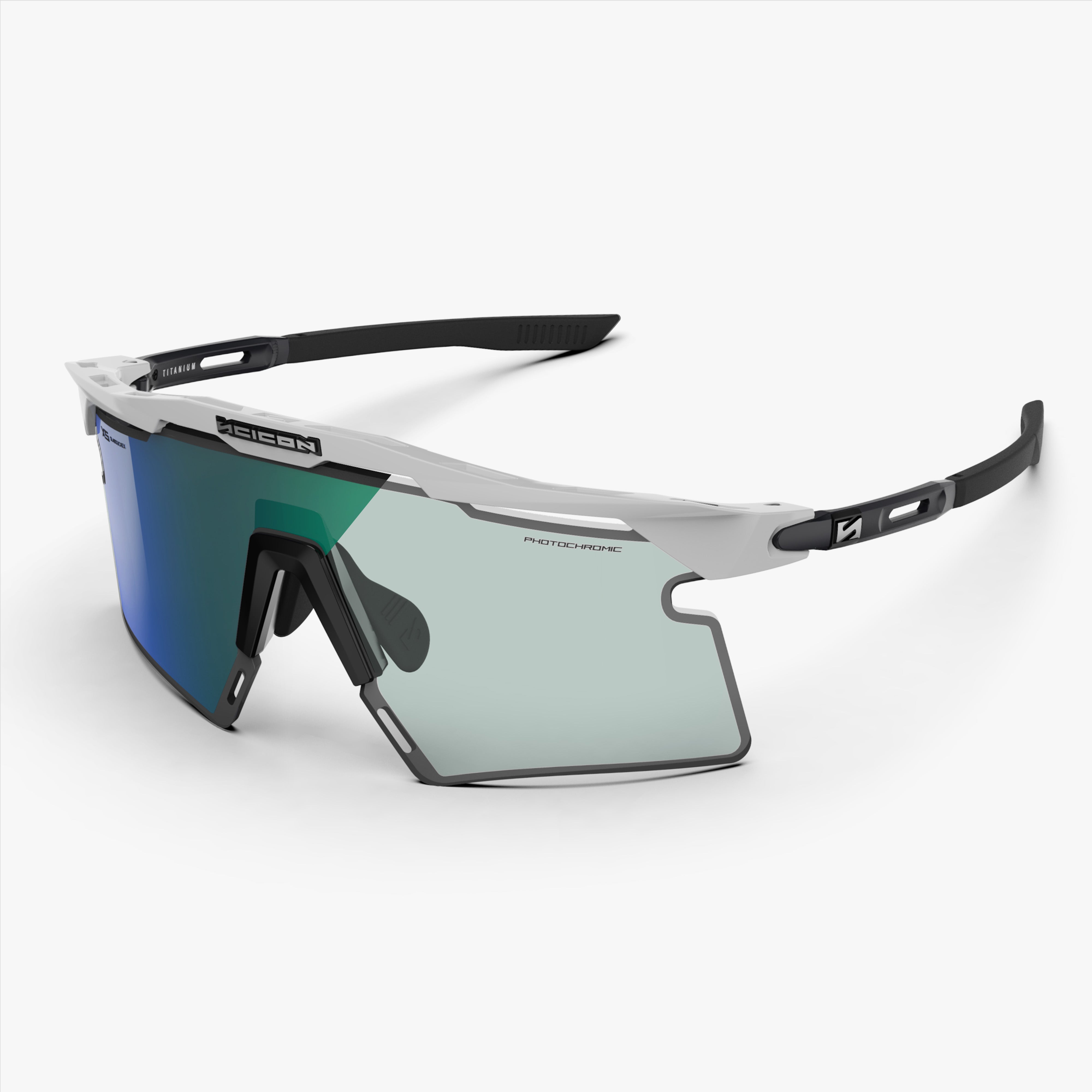 Aeroshade 2.0 Titanium XS White Matte Photochromic Blue Green hero