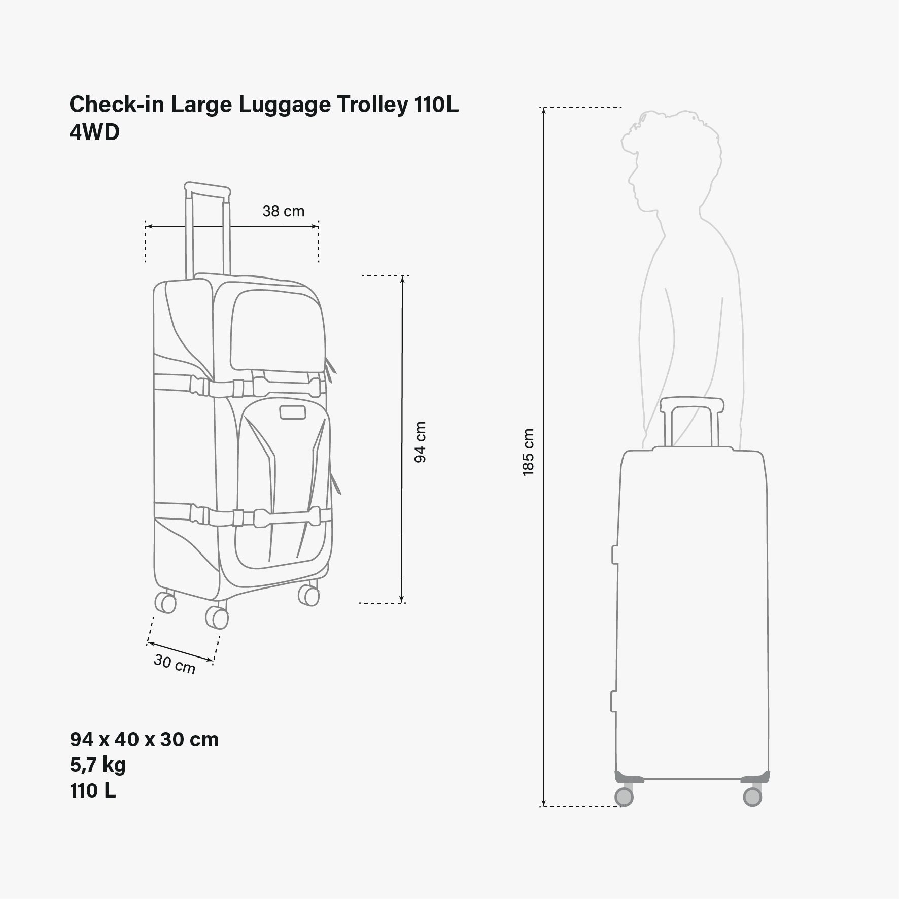Trolley 110L 4WD Dimensions
