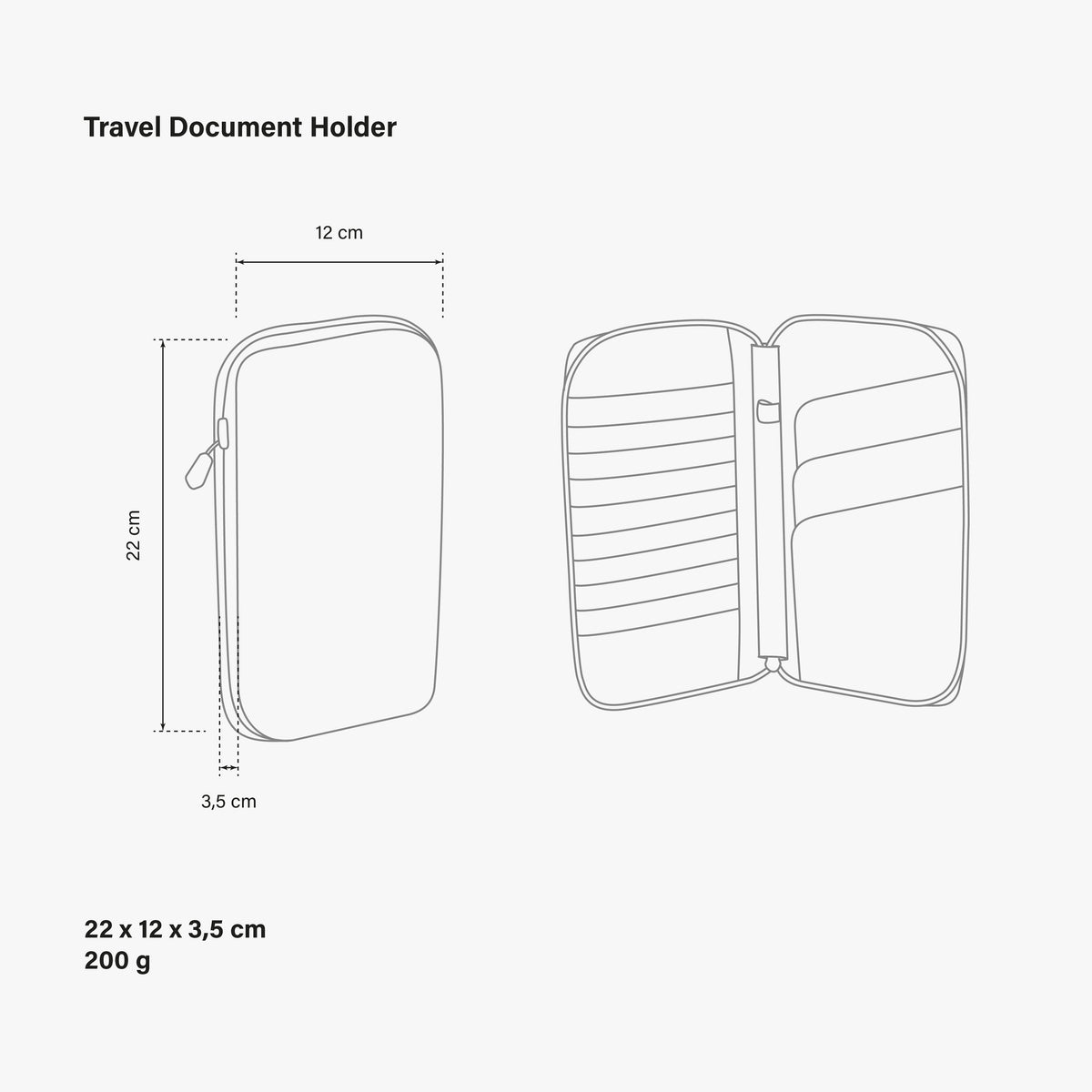 travel wallet dimension