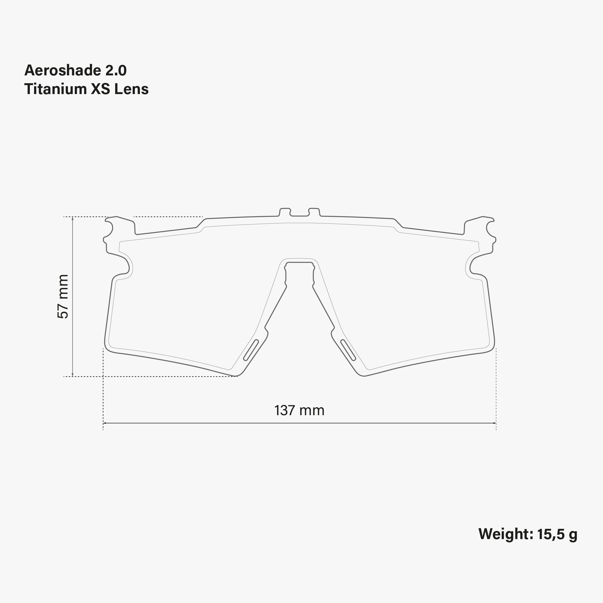 Aeroshade 2.0 Titanium XS Spare Lens Multimirror Silver dimensions