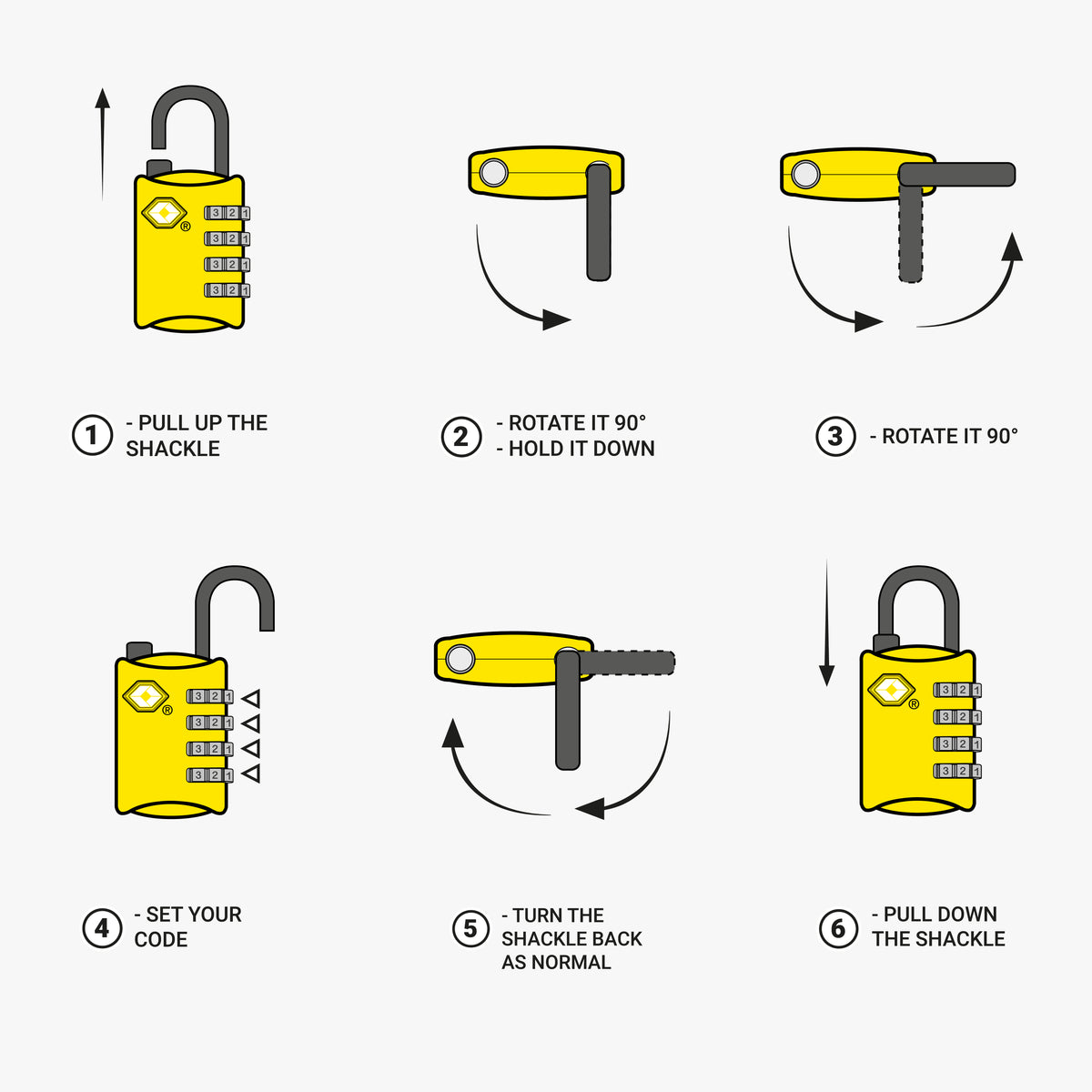 TSA Padlock instructions