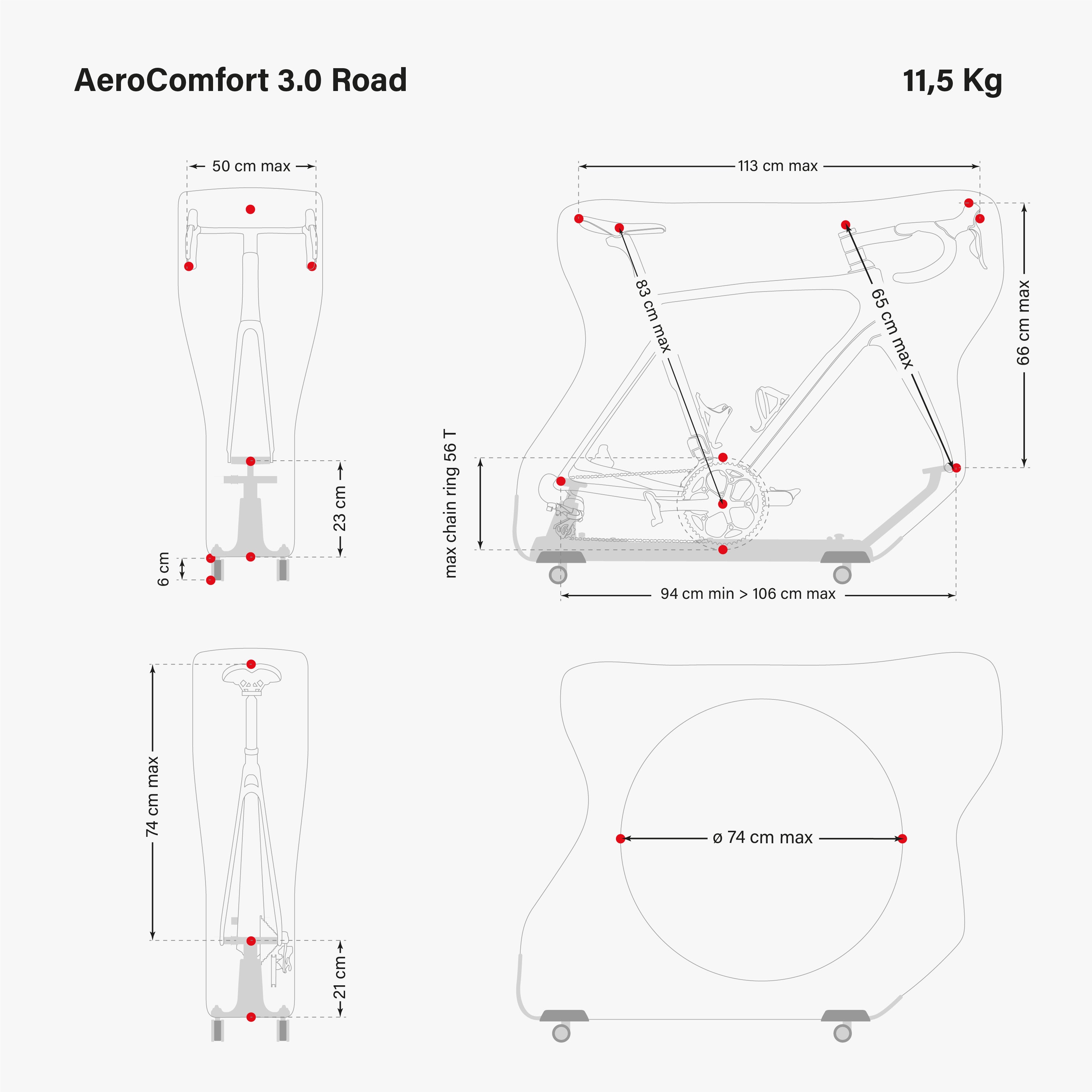 Aerocomfort Road Tour de France Dimensions